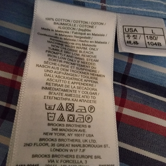 Brooks Brothers Men's Oxford Shirt Red White & Blue Large Supima Cotton - Picture 8 of 10